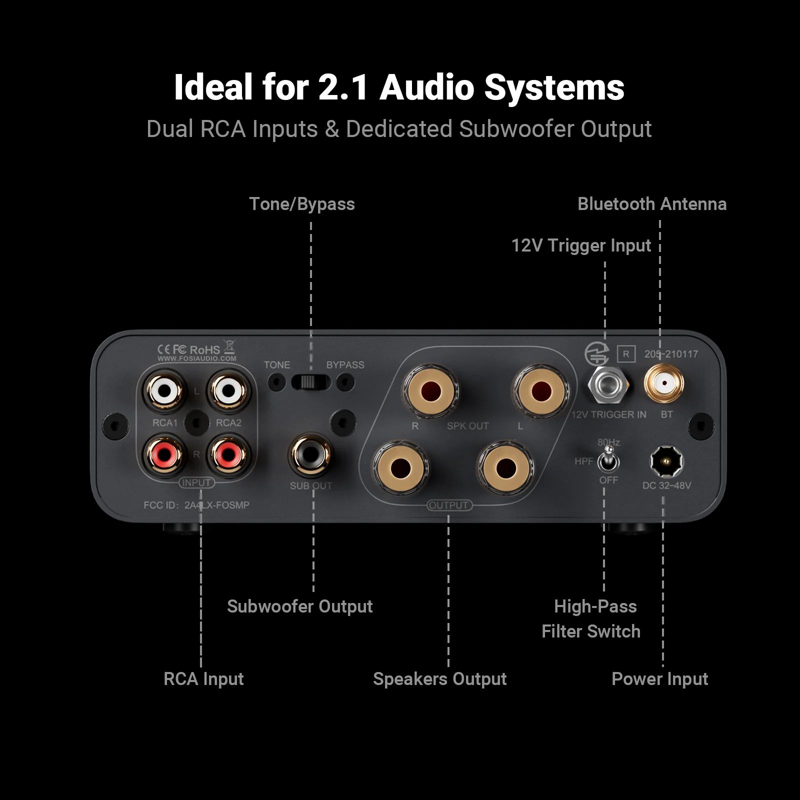 Fosi Audio BT20A MAX (48 V) wzmacniacz stereo z odbiornikiem Bluetooth